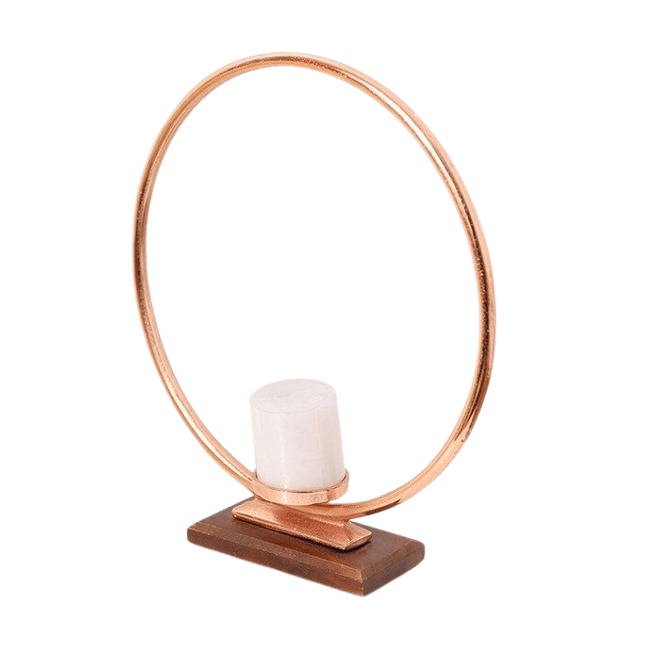  ALUMINIUM & WOOD PILLAR CANDLE HOLDER